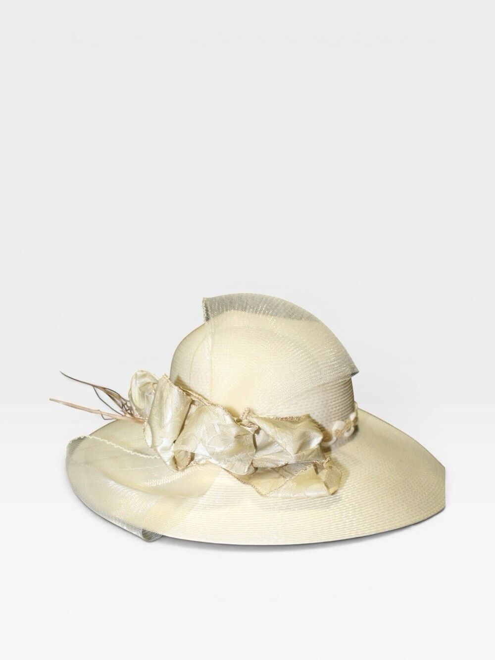 Vintage Elegant Bow Feather Sunday Church Sun Hat Women’s